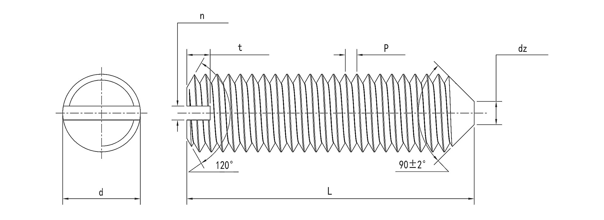 DIN 553 Slotted Set Screws with Cone Point