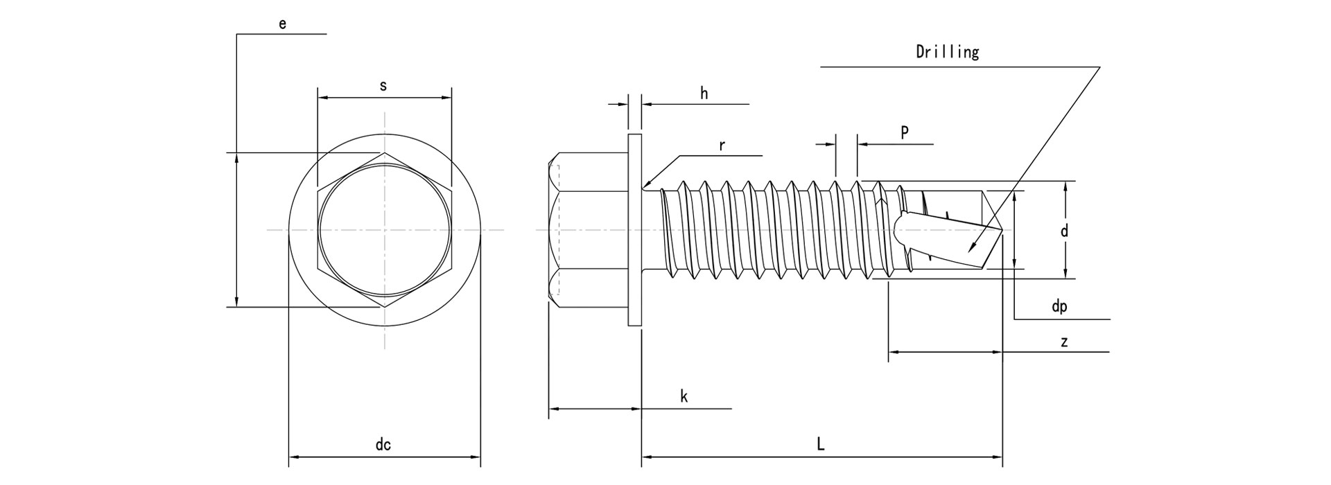 DIN 7504 K Hex Head Flange Self Drilling Screws