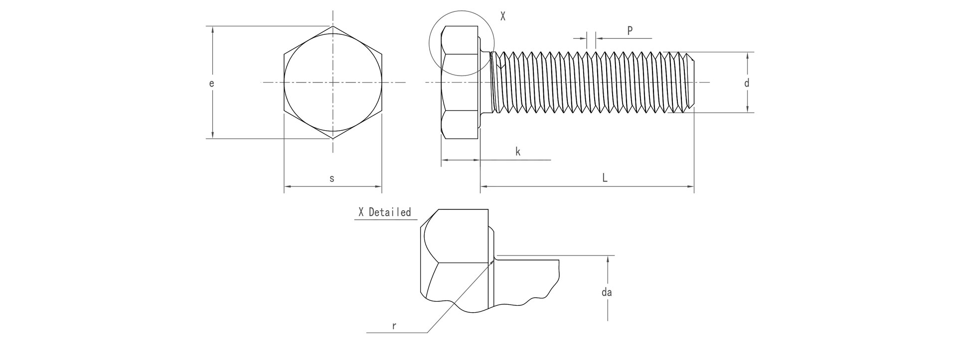 ISO 4017 - Hexagon head bolts with thread up to head