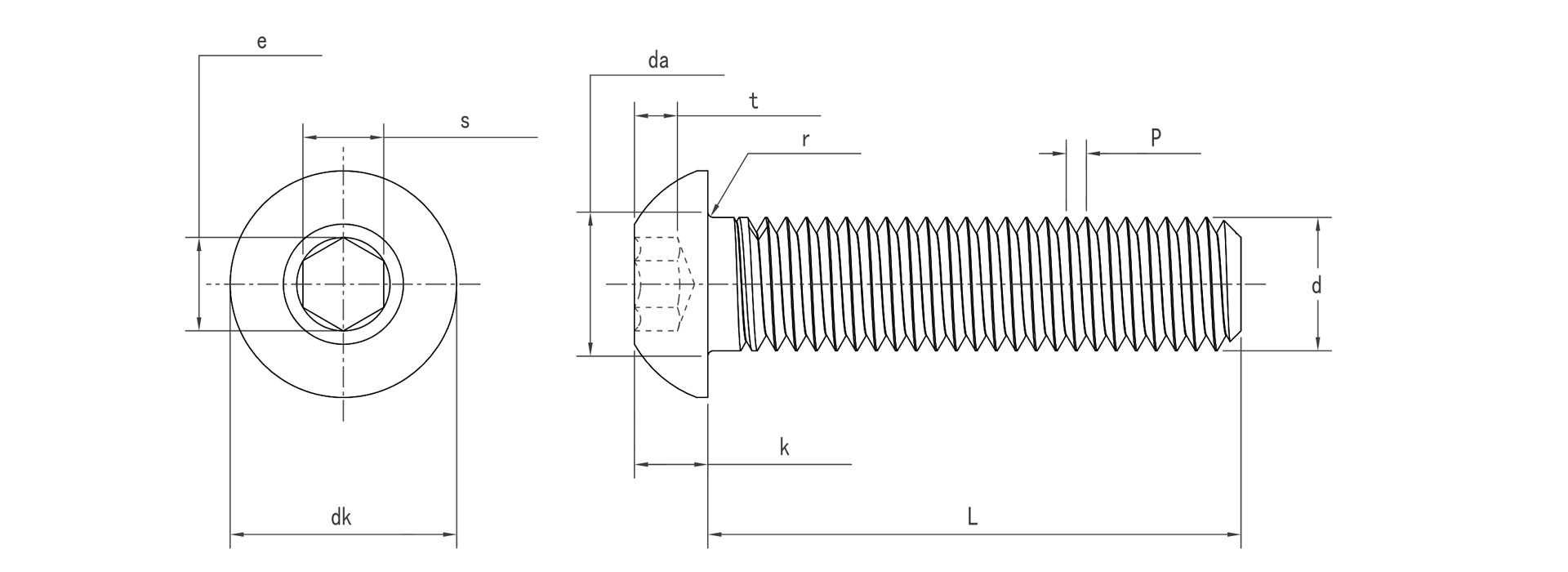 ISO 7380 - Hexagon socket button head cap screws - Dimensions