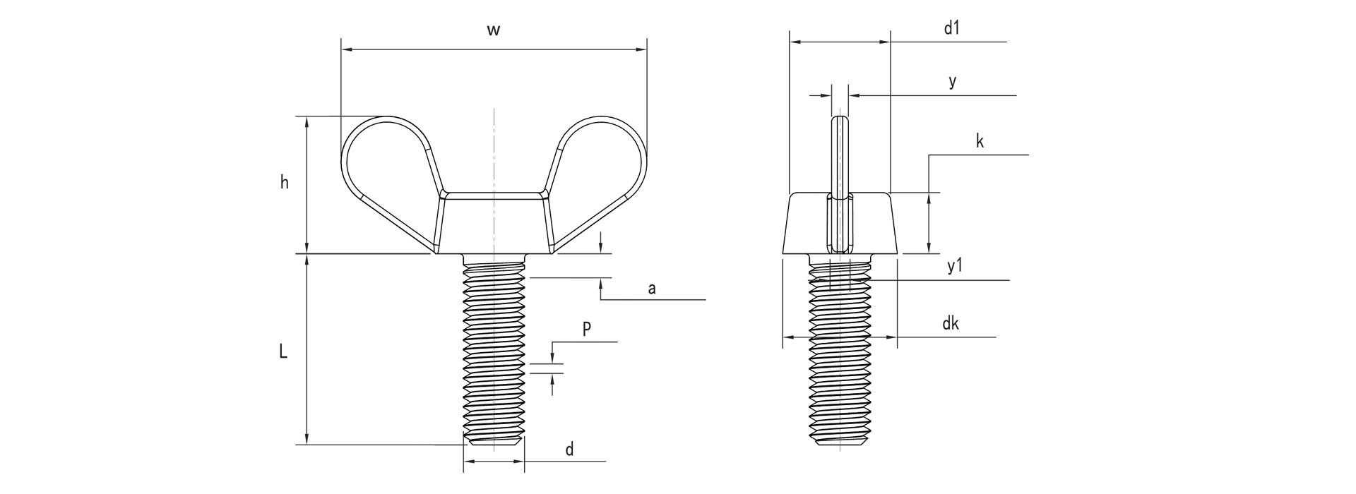 DIN 316 Wing Screw Dimensions
